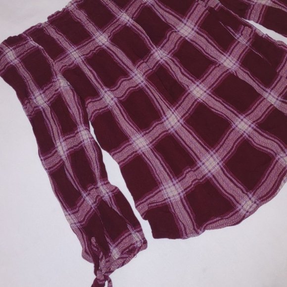 Living Doll Off The Shoulder Plaid Blouse - Picture 2 of 4